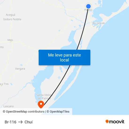Br-116 to Chuí map