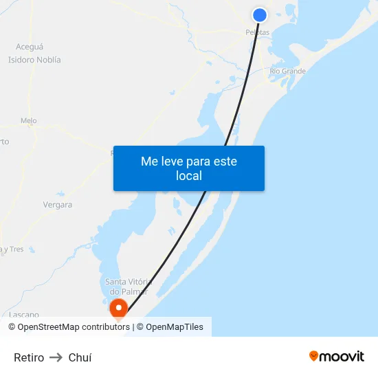 Retiro to Chuí map