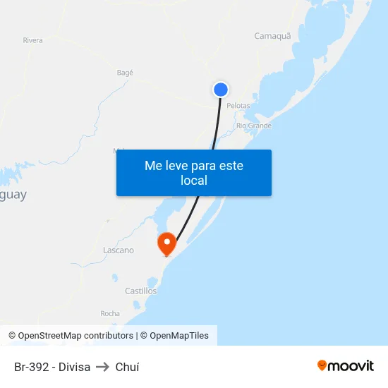 Br-392 - Divisa to Chuí map