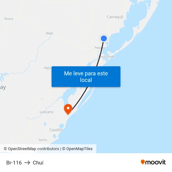 Br-116 to Chuí map