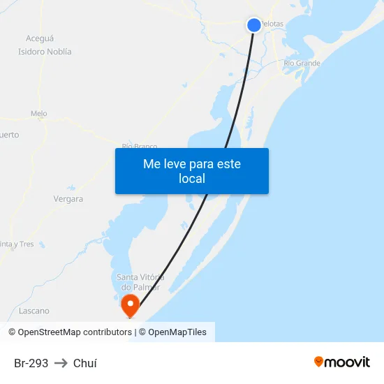Br-293 to Chuí map