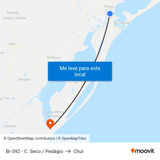 Br-392 - C. Seco / Pedágio to Chuí map