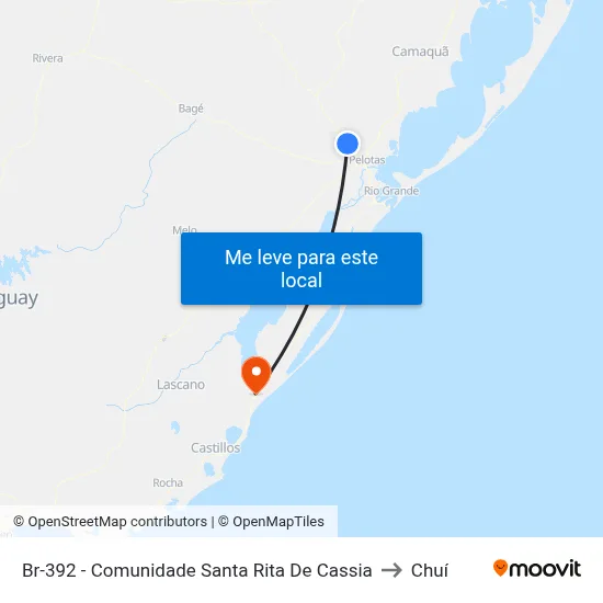 Br-392 - Comunidade Santa Rita De Cassia to Chuí map