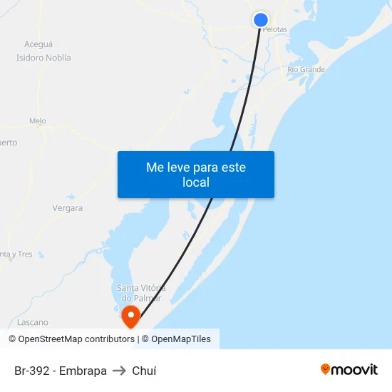 Br-392 - Embrapa to Chuí map