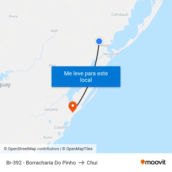 Br-392 - Borracharia Do Pinho to Chuí map