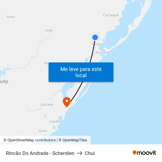 Rincão Do Andrade - Scherdien to Chuí map