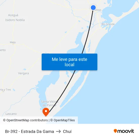 Br-392 - Estrada Da Gama to Chuí map