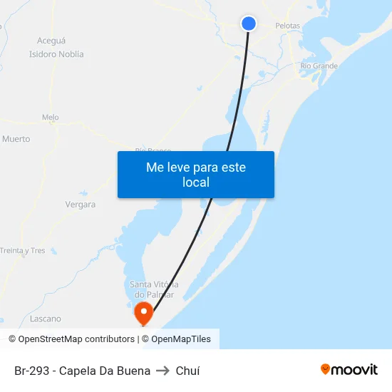 Br-293 - Capela Da Buena to Chuí map