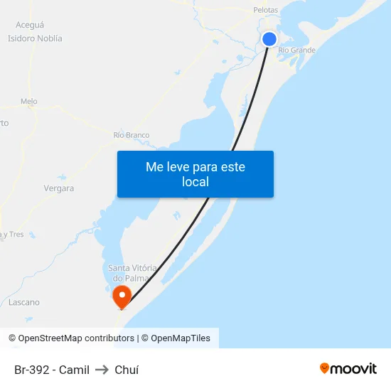 Br-392 - Camil to Chuí map