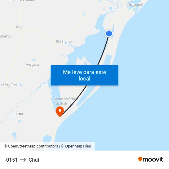 0151 to Chuí map