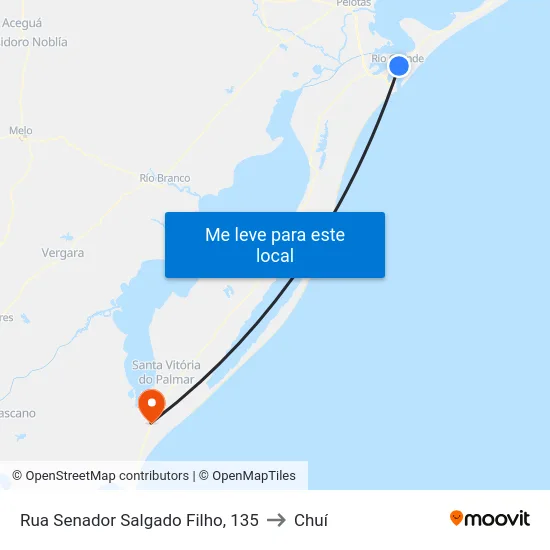 Rua Senador Salgado Filho, 135 to Chuí map