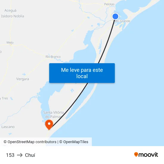 153 to Chuí map