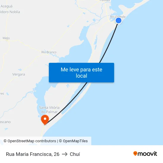 Rua Maria Francisca, 26 to Chuí map