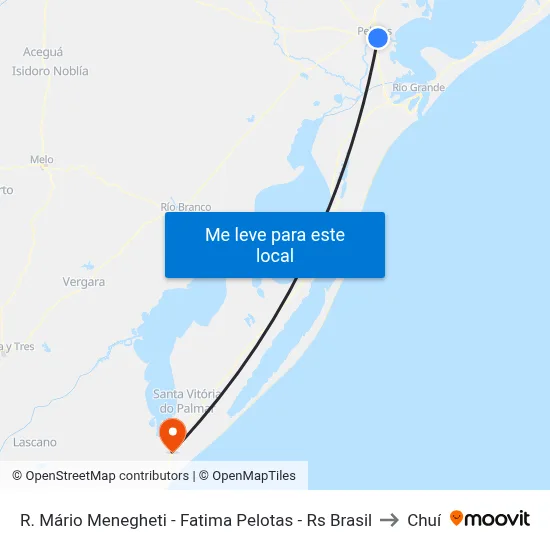 R. Mário Menegheti - Fatima Pelotas - Rs Brasil to Chuí map