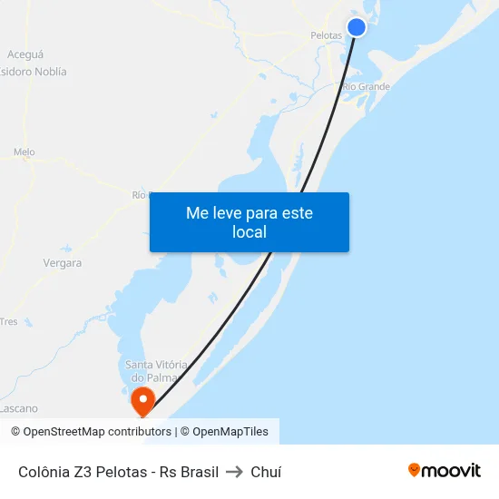 Colônia Z3 Pelotas - Rs Brasil to Chuí map