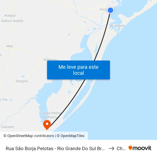 Rua São Borja Pelotas - Rio Grande Do Sul Brasil to Chuí map