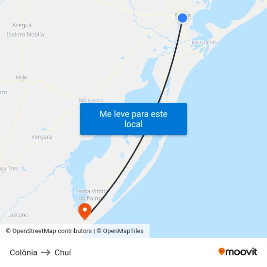 Colônia to Chuí map