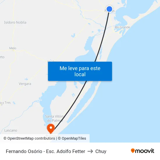 Fernando Osório - Esc. Adolfo Fetter to Chuy map