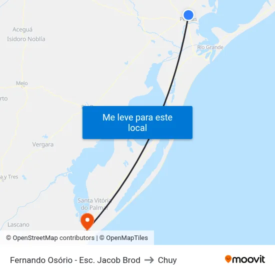 Fernando Osório - Esc. Jacob Brod to Chuy map