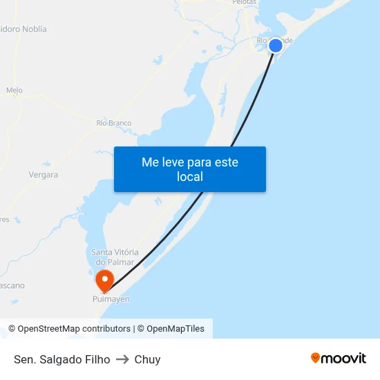 Sen. Salgado Filho to Chuy map