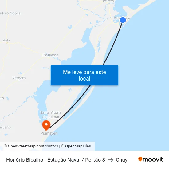 Honório Bicalho - Estação Naval / Portão 8 to Chuy map