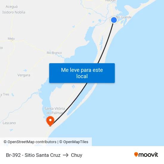 Br-392 - Sitio Santa Cruz to Chuy map