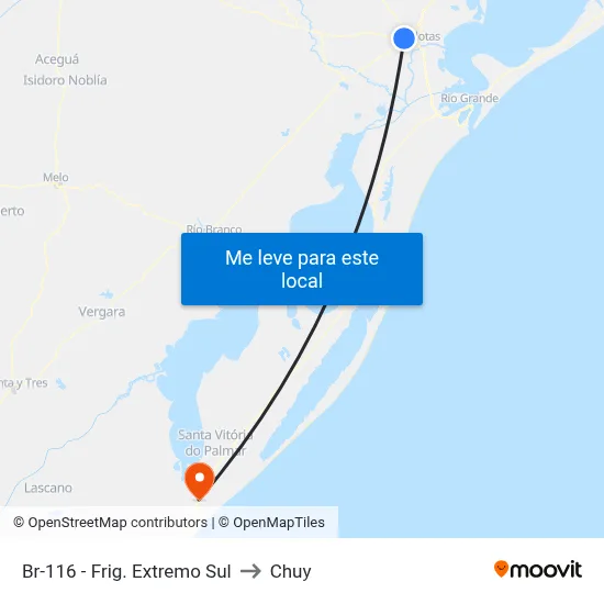 Br-116 - Frig. Extremo Sul to Chuy map