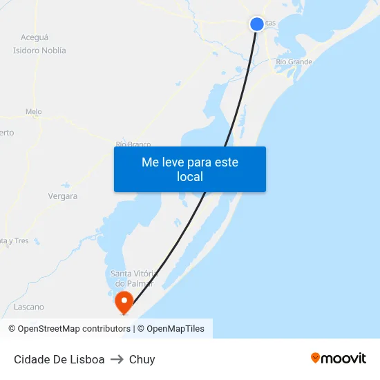 Cidade De Lisboa to Chuy map
