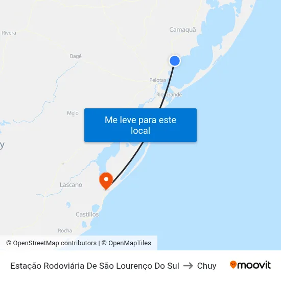 Estação Rodoviária De São Lourenço Do Sul to Chuy map