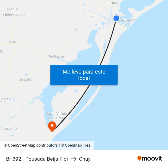 Br-392 - Pousada Beija Flor to Chuy map