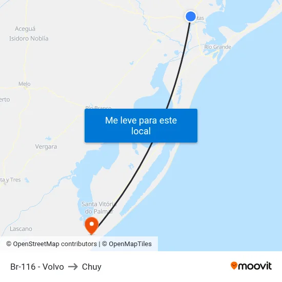 Br-116 - Volvo to Chuy map