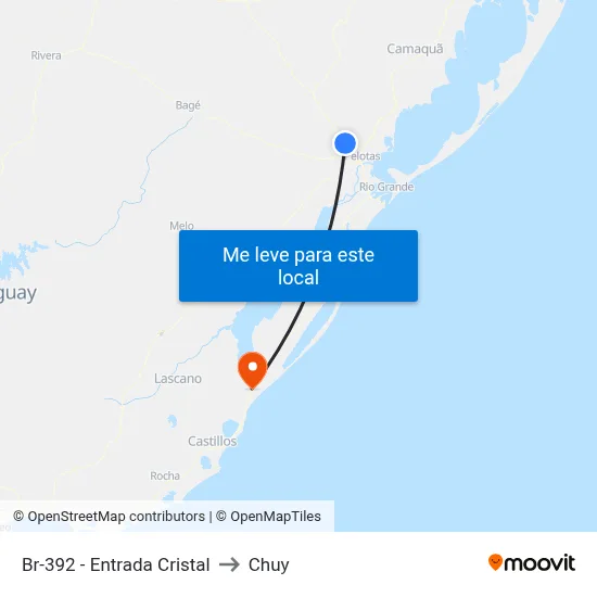 Br-392 - Entrada Cristal to Chuy map