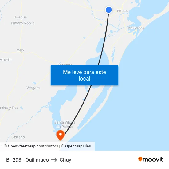 Br-293 - Quilimaco to Chuy map