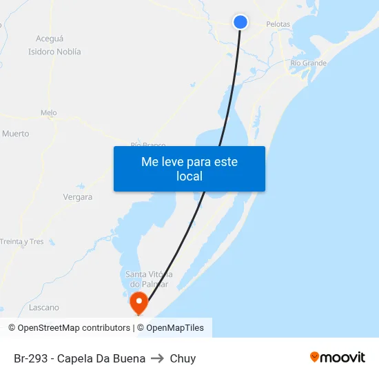 Br-293 - Capela Da Buena to Chuy map