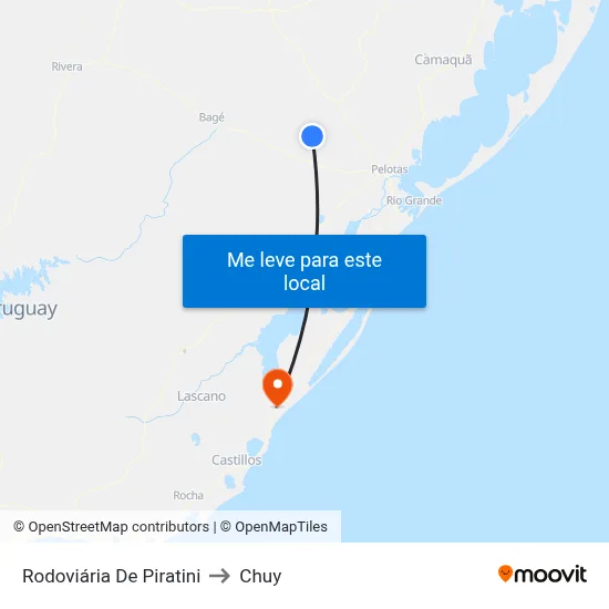 Rodoviária De Piratini to Chuy map