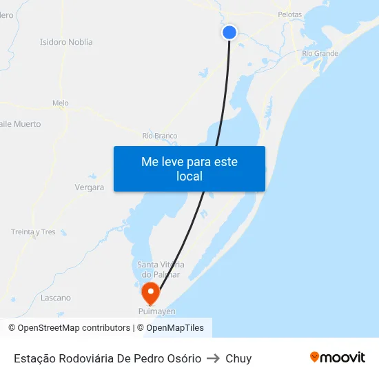 Estação Rodoviária De Pedro Osório to Chuy map