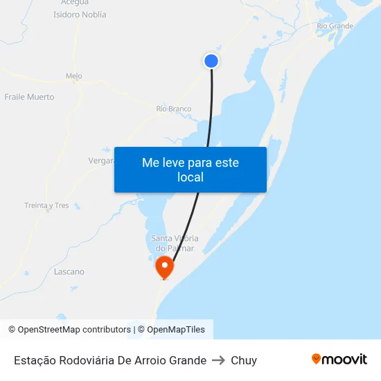 Estação Rodoviária De Arroio Grande to Chuy map