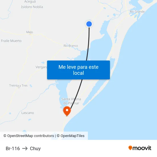 Br-116 to Chuy map