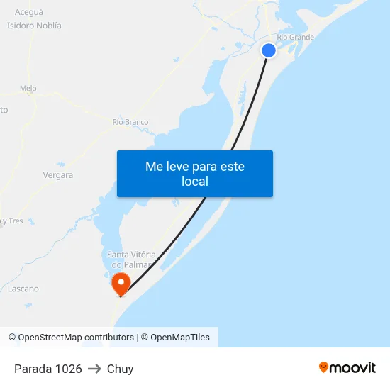 Parada 1026 to Chuy map