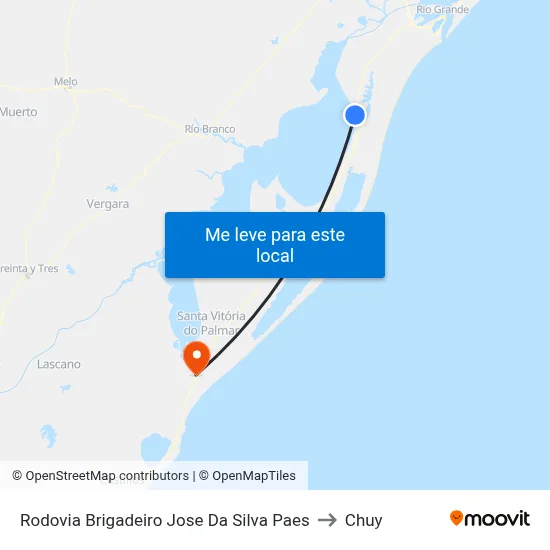 Rodovia Brigadeiro Jose Da Silva Paes to Chuy map