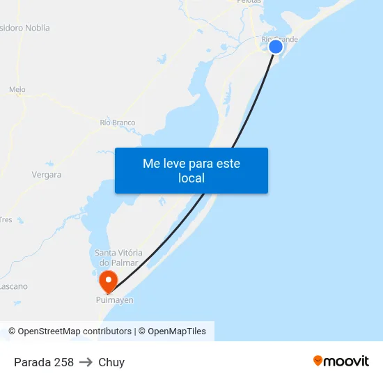 Parada 258 to Chuy map