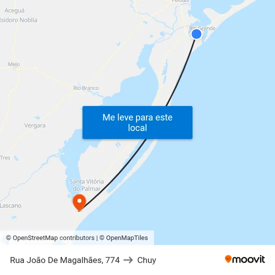 Rua João De Magalhães, 774 to Chuy map