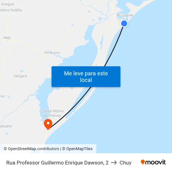 Rua Professor Guillermo Enrique Dawson, 2 to Chuy map