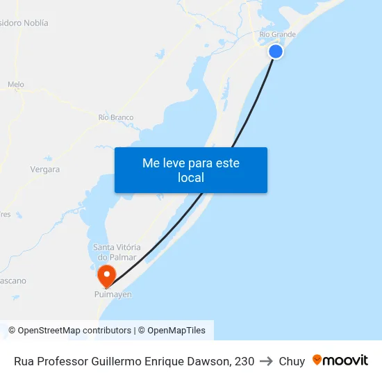 Rua Professor Guillermo Enrique Dawson, 230 to Chuy map