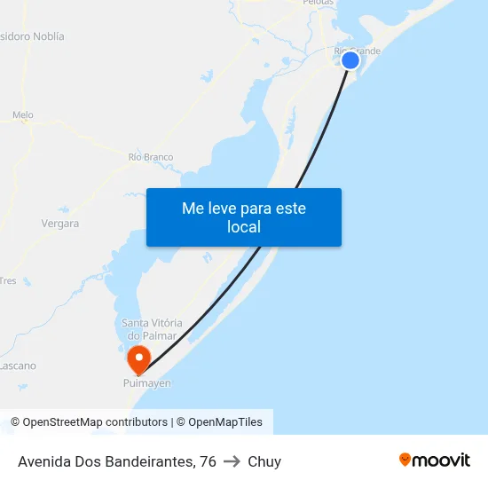 Avenida Dos Bandeirantes, 76 to Chuy map