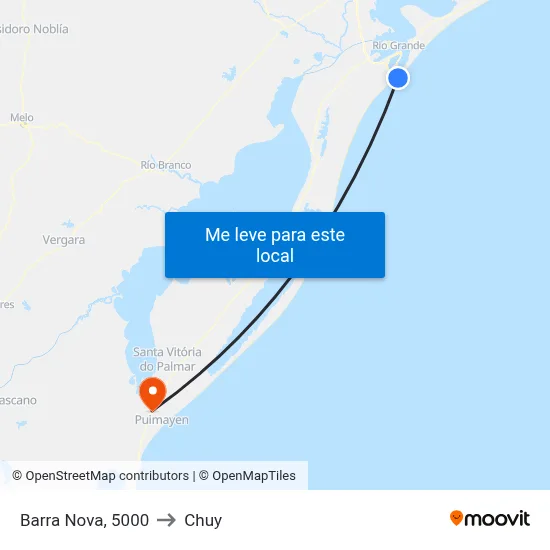 Barra Nova, 5000 to Chuy map
