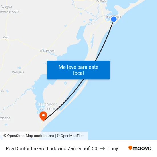 Rua Doutor Lázaro Ludovíco Zamenhof, 50 to Chuy map