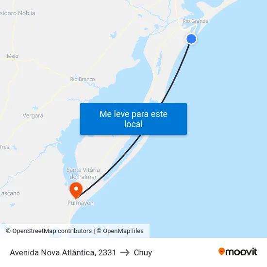 Avenida Nova Atlântica, 2331 to Chuy map