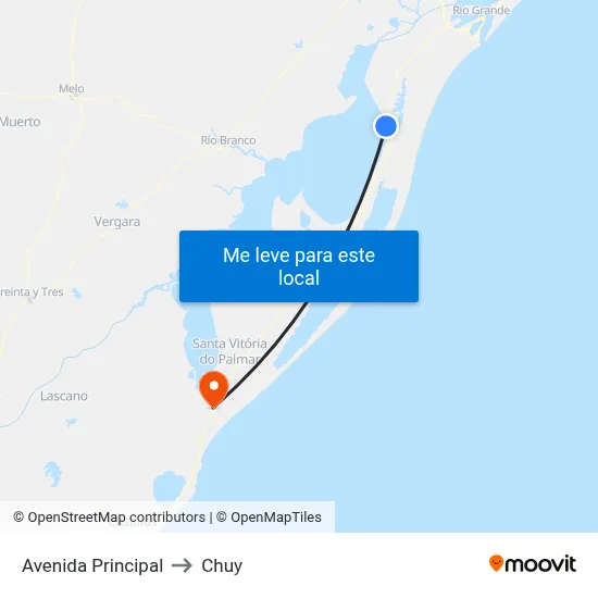 Avenida Principal to Chuy map