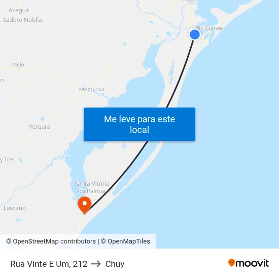 Rua Vinte E Um, 212 to Chuy map